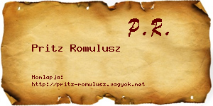 Pritz Romulusz névjegykártya